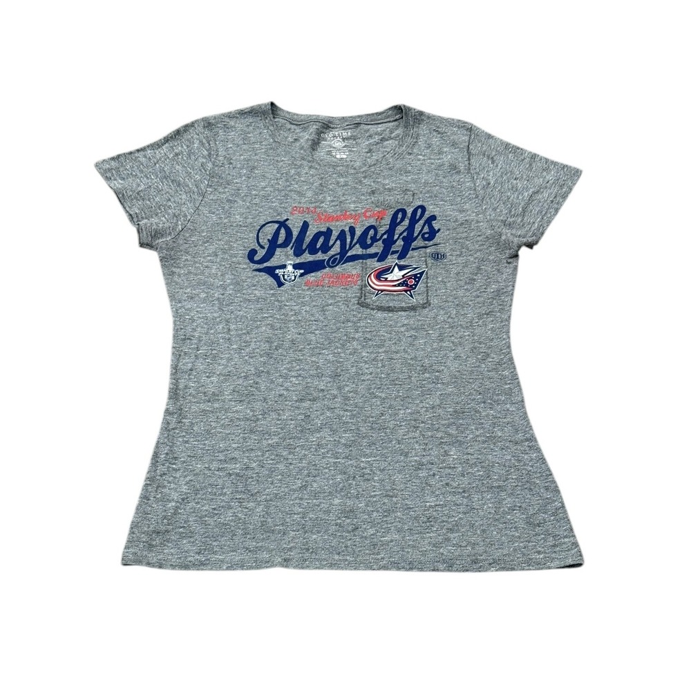 Old Time Hockey Columbus Blue Jackets Womens‎ Tshirt Gray XL Playoff 2014